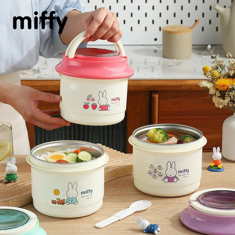 Miffy Round Double Stainless Steel Insulated Lunch Box 900ml