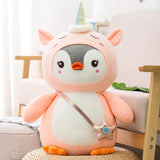 Penguin in Unicorn Kigurumi Plush Blue and Pink Stuffed Animal Toy 28-70cm