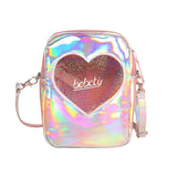 Irridescent Holographic Crossbody Handbag Bag Heart Pink Lilac Glitter
