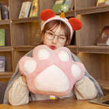 Electric Hand Warmer (Rechargeable) Kitten Cat Paw Plush Big Kitty Grey White Black Pink Cushion Pillow