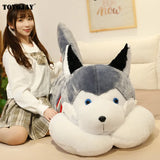 Huskie Dog Plush Doggy Puppy Husky Sleeping Grey White Stuffed Soft Toy