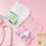 Harajuku Short Sleeve T-shirt Top Japanese Pastel Pink White Ice Cream