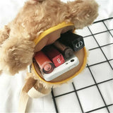 Plush Brown Teddy Bear Bag Crossbody Handbag Fur