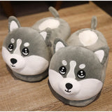 Slippers Winter Warm Home Plush Cute Corgi Slippers Flock Indoor Shoes Casual Slip On Flats