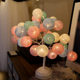 Nordic Cotton Ball Tree Lamp Heart Interior Room Decoration Atmosphere Bedroom Bedside Night Light