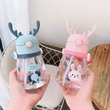 Cute Deer Antlers Water Bottle Pink Blue Yellow Green - LoveJojo