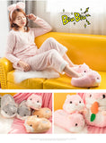 Slippers Winter Warm Home Plush Cute Corgi Slippers Flock Indoor Shoes Casual Slip On Flats - LoveJojo