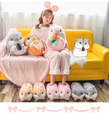 Slippers Winter Warm Home Plush Cute Corgi Slippers Flock Indoor Shoes Casual Slip On Flats - LoveJojo