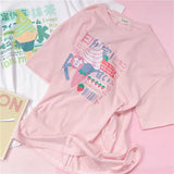 Harajuku Short Sleeve T-shirt Top Japanese Pastel Pink White Ice Cream