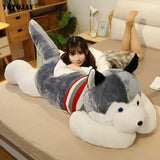 Huskie Dog Plush Doggy Puppy Husky Sleeping Grey White Stuffed Soft Toy - LoveJojo