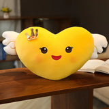 Smiley Heart with Gold Crown and White Angel Wings Plush 50cm