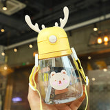 Cute Deer Antlers Water Bottle Pink Blue Yellow Green - LoveJojo