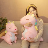 Pastel Dinosaur With Yellow Angel Wings - Pink or Green Sleeping Plush Toy
