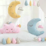 Cloud Crescent Moon Plush Pink Yellow Blue Raindrops Sleepy Stuffed Toys - LoveJojo