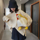 White Chicken Chick or Duck Goose Plush Handbag Crossbody Bag - LoveJojo