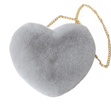 Faux Fur Heart Bag Furry With Gold Chain Handbag Crossbody