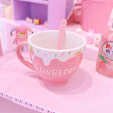 Strawberry and Cream Pink Large Coffee Mug - LoveJojo