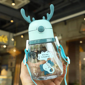 Cute Deer Antlers Water Bottle Pink Blue Yellow Green - LoveJojo