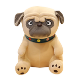 3D Brown Pug Plushie With Green Collar.