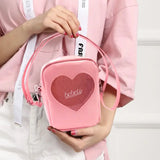 Irridescent Holographic Crossbody Handbag Bag Heart Pink Lilac Glitter