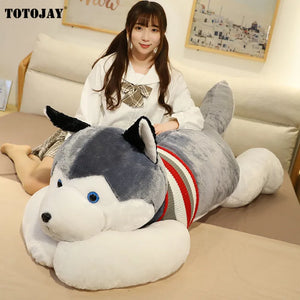 Huskie Dog Plush Doggy Puppy Husky Sleeping Grey White Stuffed Soft Toy - LoveJojo