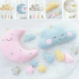 Cloud Crescent Moon Plush Pink Yellow Blue Raindrops Sleepy Stuffed Toys - LoveJojo