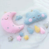 Cloud Crescent Moon Plush Pink Yellow Blue Raindrops Sleepy Stuffed Toys