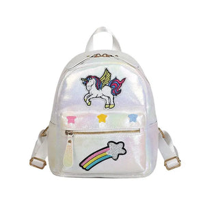 Holographic Backpack Unicorn Patches Rainbow Cloud Star - LoveJojo