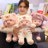 30cm/40cm/50cm Kawaii Cross-dressing Piggy Plush Toy Soft Cartoon Animal Cat/Bear/Dog Stuffed Doll Girls Valentine's Day Gifts