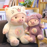 30cm/40cm/50cm Kawaii Cross-dressing Piggy Plush Toy Soft Cartoon Animal Cat/Bear/Dog Stuffed Doll Girls Valentine's Day Gifts