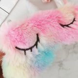 Rainbow Unicorn Plush Slippers Headband Bag and Sleep Mask Fluffy Multicoloured