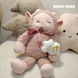 Sheep Pink Lamb Plush Goat Sleeping Stuffed Soft Toy Ribbon Bow