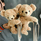 Plush Brown Teddy Bear Bag Crossbody Handbag Fur