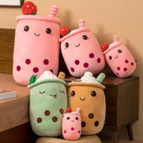 Cute Bubble Tea Plush Toy Stuffed Milk Tea Soft Boba Fruit Tea Cup Plushie