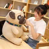 3D Brown Pug Plushie With Green Collar.