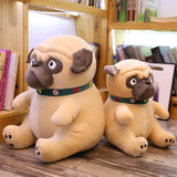 3D Brown Pug Plushie With Green Collar 25cm, 30cm, 45cm or 55cm Giant