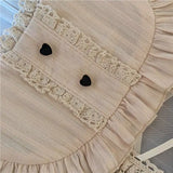Japanese Autumn Kawaii Lolita Cosplay Dress Sweet Bow Full Sleeve Ruffles Brown