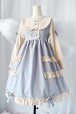 Japanese Autumn Kawaii Lolita Cosplay Dress Sweet Bow Full Sleeve Ruffles Brown