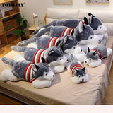 Huskie Dog Plush Doggy Puppy Husky Sleeping Grey White Stuffed Soft Toy