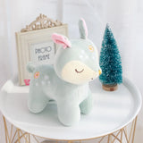 Deer Plush Toy Soft Stuffed Animal Toy Kawaii Doe Fawn Stag Reindeer Flower 28cm