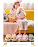 Slippers Winter Warm Home Plush Cute Corgi Slippers Flock Indoor Shoes Casual Slip On Flats - LoveJojo