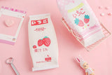 Pencil Case Strawberry Milk Box Bag Pink Pens Bag Japanese