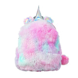 Rainbow Unicorn Fluffy Fur Backpack Rucksack