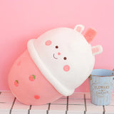 Bubble Tea Cup Pastel Plush Strawberry Dinosaur Milk Tea Drink Stuffed Toy 50cm