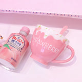 Strawberry and Cream Pink Large Mug for Coffee Tea Soup Yoghurt Desserts Cosy