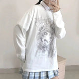 Kawaii Pink Print T-Shirt Shirt Long Sleeve Tops Loose Casual Graphic T Shirt Anime Manga - LoveJojo