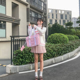 Strawberry Milk Embroidered Sweater Pink White Loose Turtleneck Jumper Top Harajuku