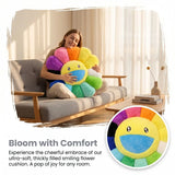 Japan Sunflower Face Plush Seat Cushion Rainbow Flower