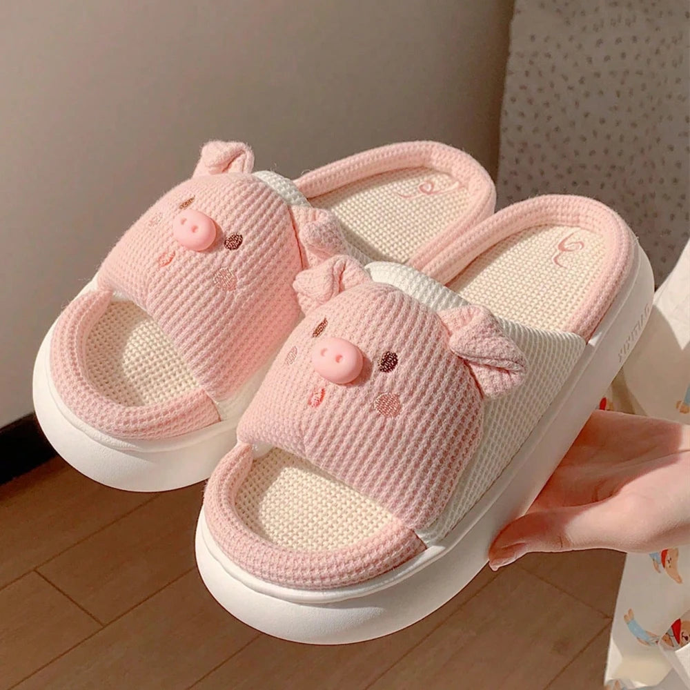 Pink Soft Cute Piggy Pattern Design Comfortable Home Slippers