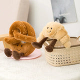 Pretzel Croissant Smiley Face Poached Egg Baguette Bread Plush Toy - LoveJojo